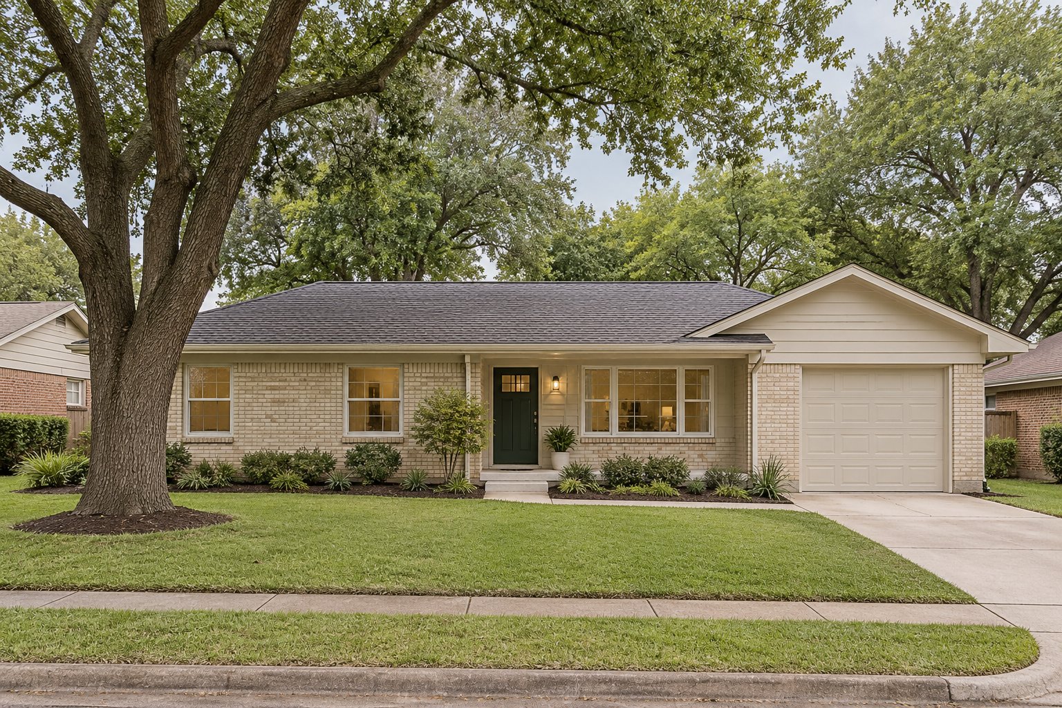 Illustrative refreshed front exterior concept for 1132 Woodcrest Ln